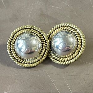 Taxco Solid sterling silver and vermeil round vermeil domed earrings Mexico